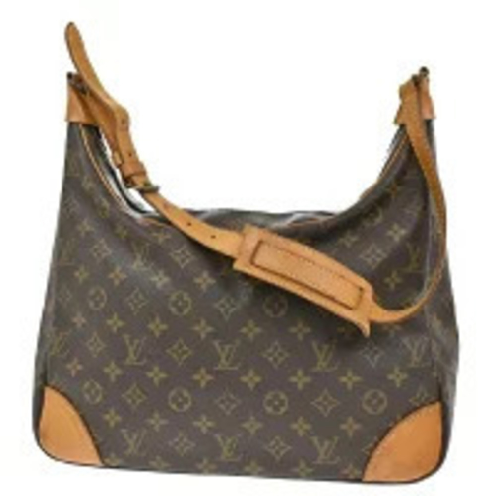 Louis Vuitton Boulogne Strap Monogram Leather Shoulder Bag Brown